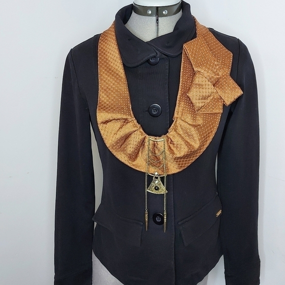 Handcrafted Copper Art Collar with Vintage Tie & Jewelry - Picture 2 of 4